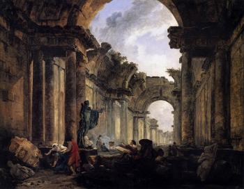 Hubert Robert : Imaginary View of the Grande Galerie in the Louvre in Ruins